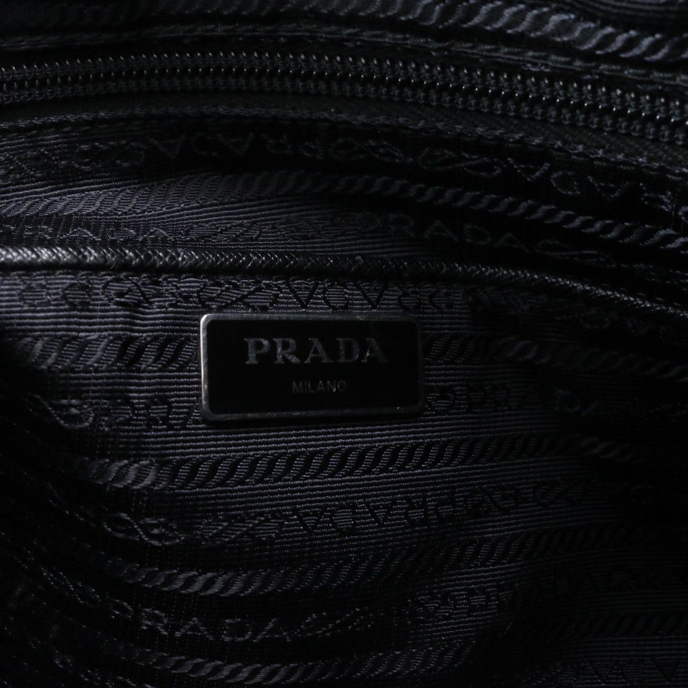 Prada Tessuto Nylon Triangle Logo Leather Shoulder Bag Crossbody Messenger — view 8
