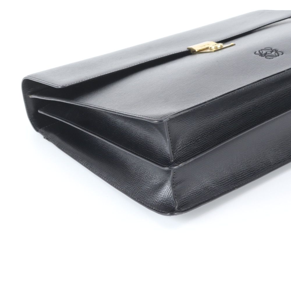 Loewe Anagram Leather Business Document Briefcase Black — view 4