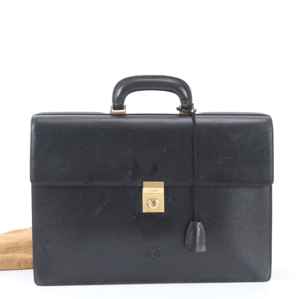 Loewe Anagram Leather Business Document Briefcase Black