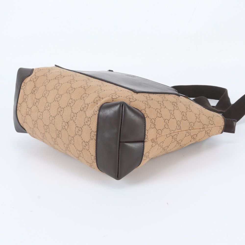 Gucci GG Canvas Leather Tote Bag Shoulder Hand Brown — view 4