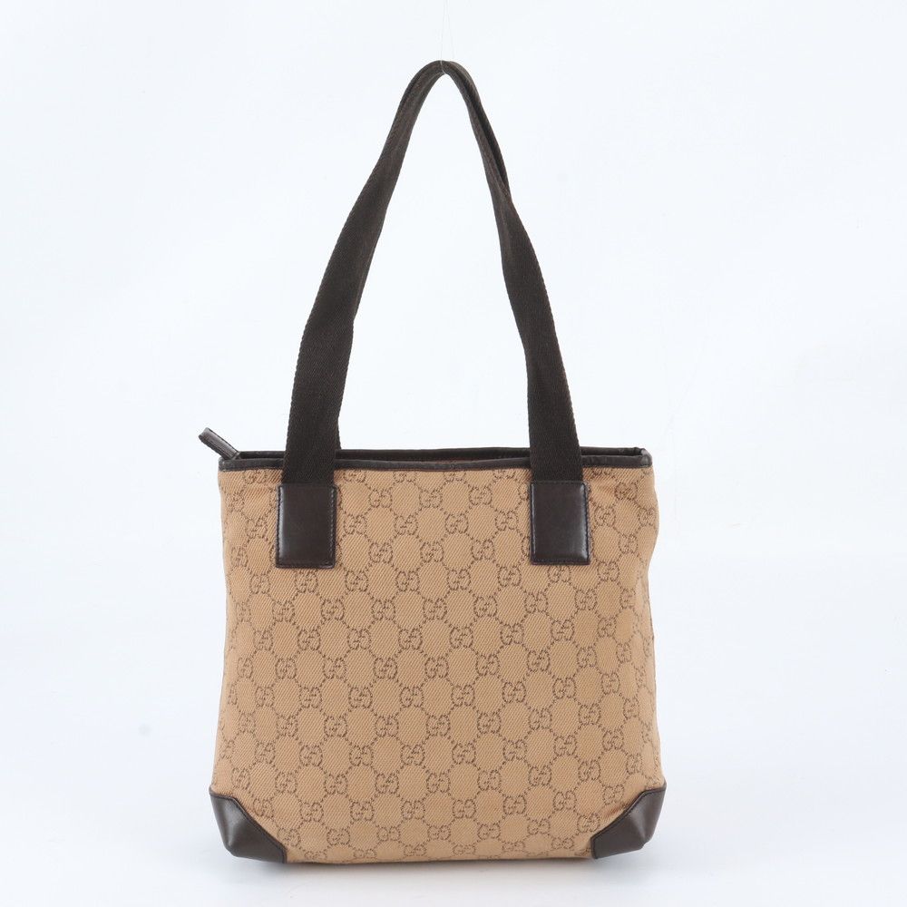 Gucci GG Canvas Leather Tote Bag Shoulder Hand Brown — view 3