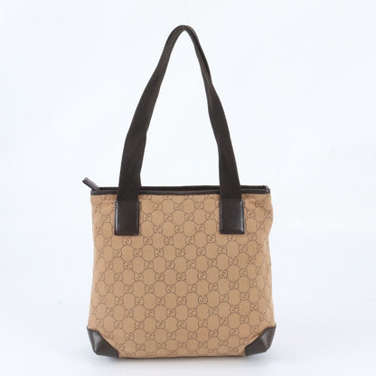 Gucci GG Canvas Leather Tote Bag Shoulder Hand Brown — view 3