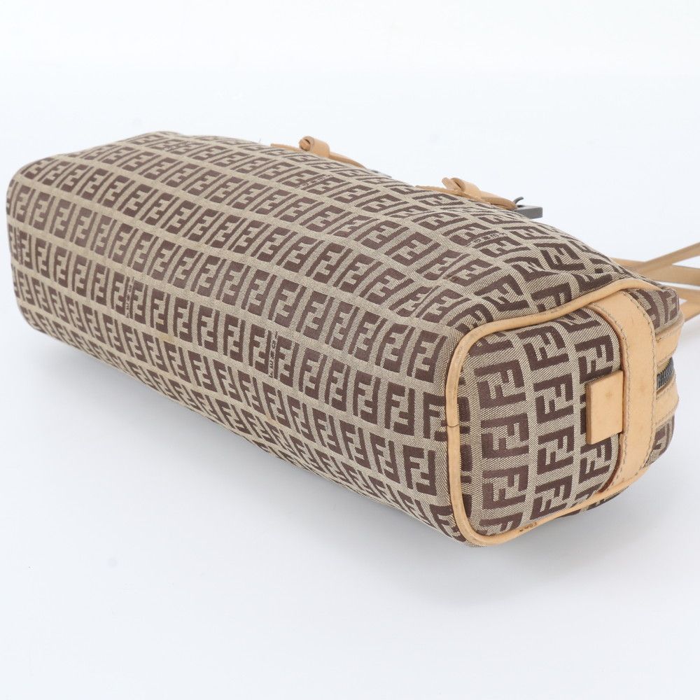 Fendi FF Zucchino Leather Canvas Handbag Tote — view 4
