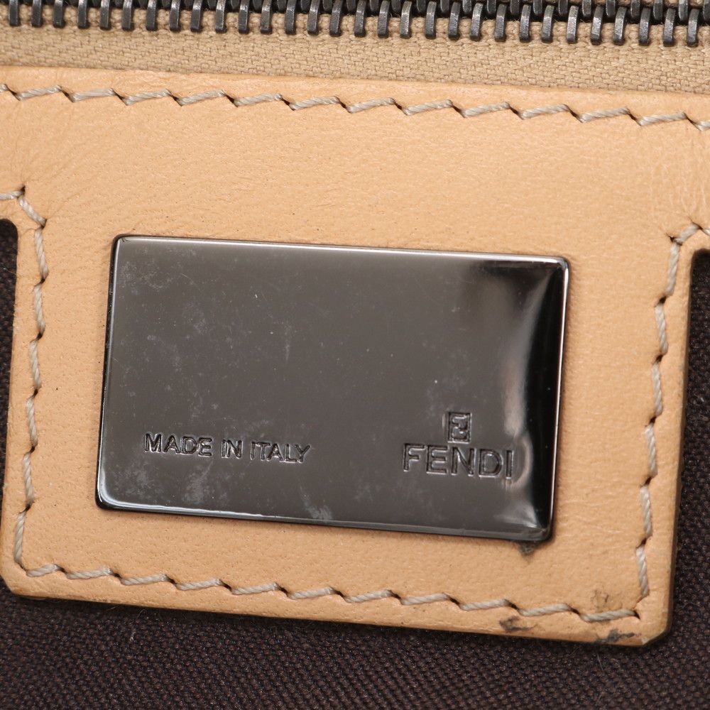 Fendi FF Zucchino Leather Canvas Handbag Tote — view 8
