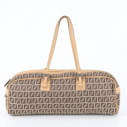 Fendi FF Zucchino Leather Canvas Handbag Tote