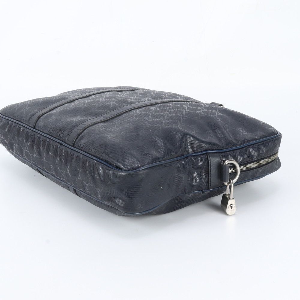 Gucci GG Supreme Leather Business Document Briefcase Tote Bag Navy — view 4