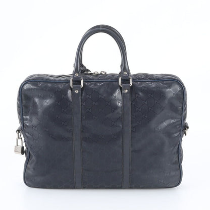 Gucci GG Supreme Leather Business Document Briefcase Tote Bag Navy — view 3