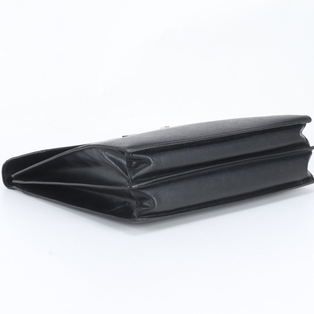Gucci 015 Leather Business Document Briefcase Tote Bag Black — view 4
