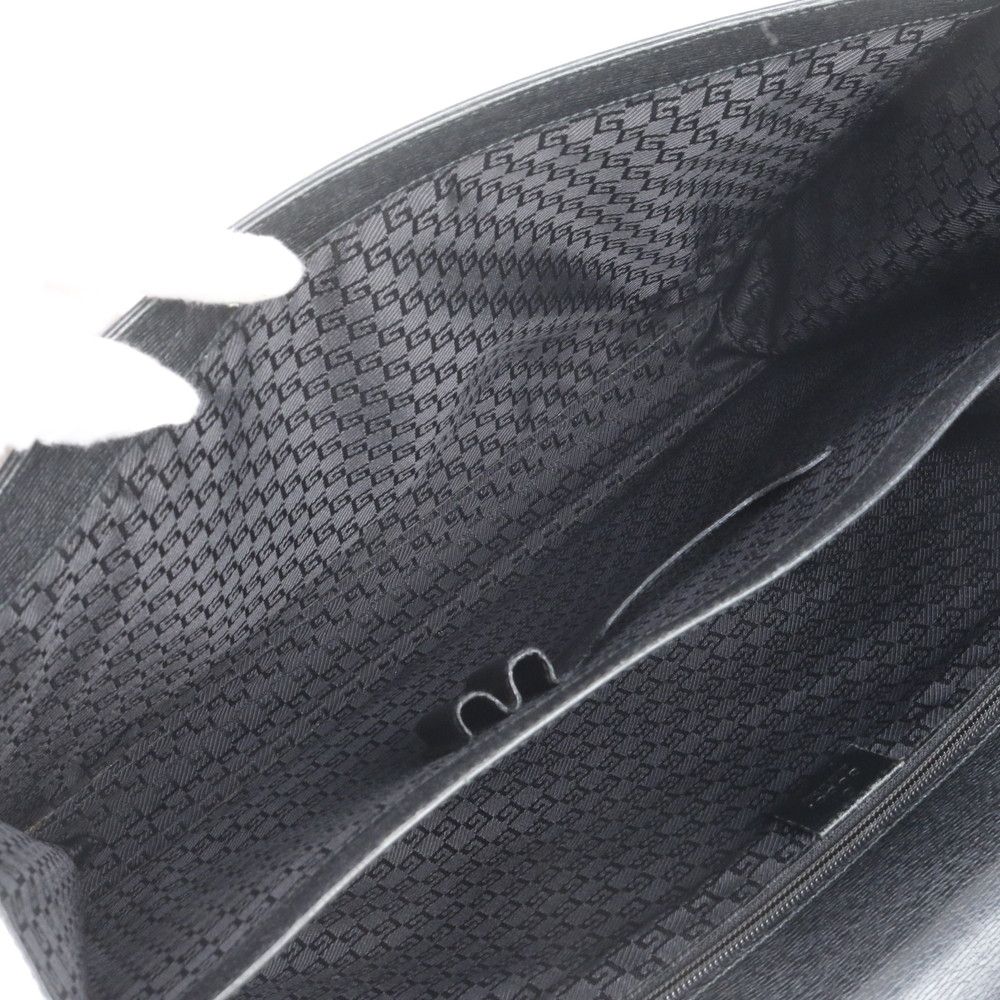 Gucci 015 Leather Business Document Briefcase Tote Bag Black — view 7