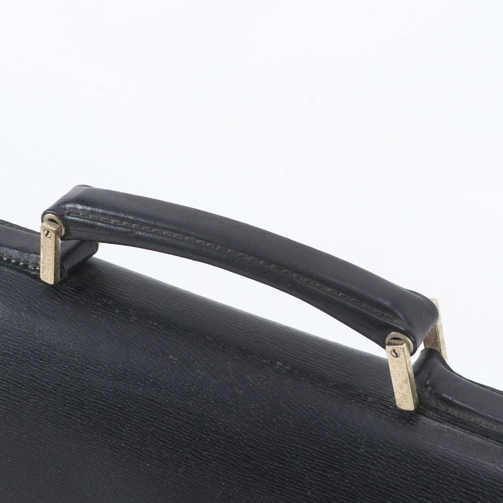 Gucci 015 Leather Business Document Briefcase Tote Bag Black — view 2