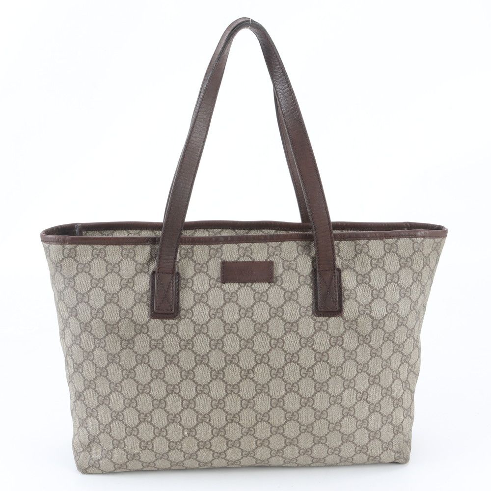 Gucci GG Supreme Leather Tote Bag Shoulder Hand Brown