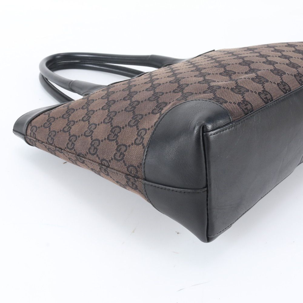 Gucci GG Canvas 002 Leather Tote Bag Shoulder Hand Brown Black — view 6