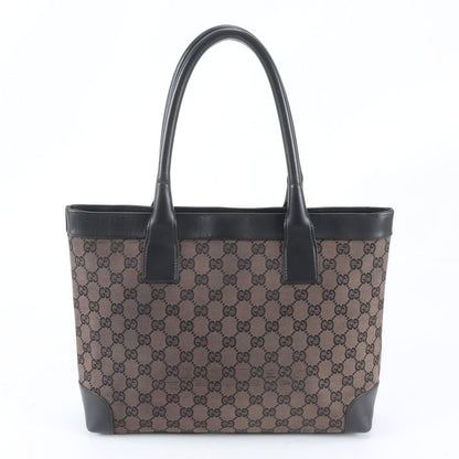 Gucci GG Canvas 002 Leather Tote Bag Shoulder Hand Brown Black