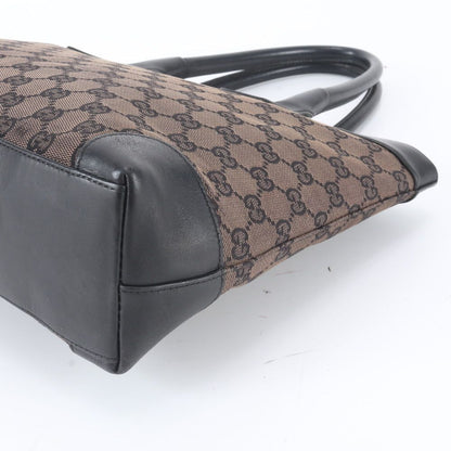 Gucci GG Canvas 002 Leather Tote Bag Shoulder Hand Brown Black — view 4