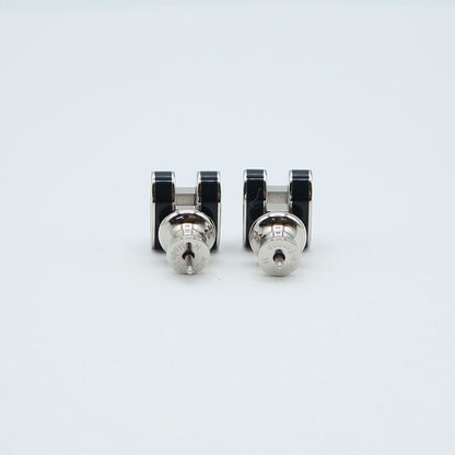 Hermes Earrings Pop H Mini Logo Rocabar Pair Black Silver — view 4