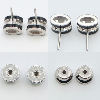 Hermes Earrings Pop H Mini Logo Rocabar Pair Black Silver — view 7