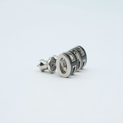 Hermes Earrings Pop H Mini Logo Rocabar Pair Black Silver — view 3