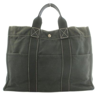 Hermes Deauville MM Canvas Tote Bag Hand Cotton Stitching Black SS — view 2