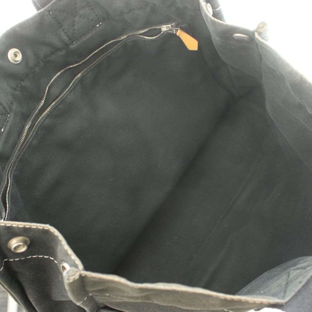Hermes Deauville MM Canvas Tote Bag Hand Cotton Stitching Black SS — view 6
