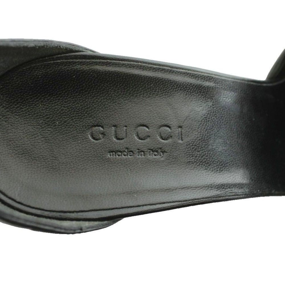 Gucci High Heels Pumps GG Pattern Ribbon Motif Ankle Strap Guccissima Leather — view 7