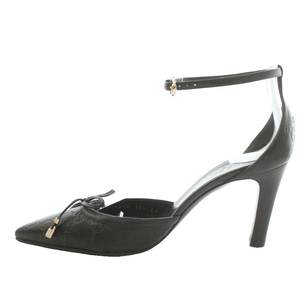 Gucci High Heels Pumps GG Pattern Ribbon Motif Ankle Strap Guccissima Leather — view 2