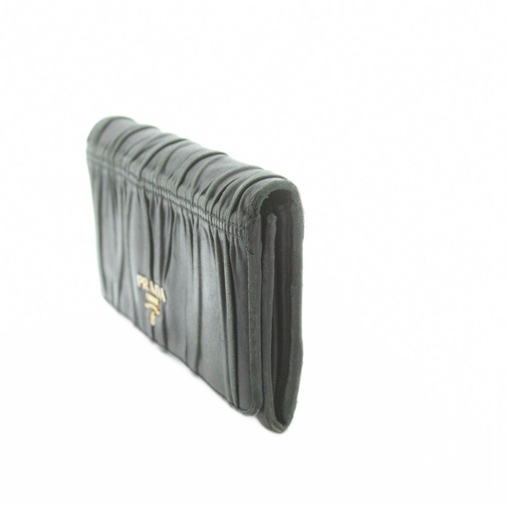Prada Wallet Bifold Coin Purse Nappa Leather Gathered Black — view 3