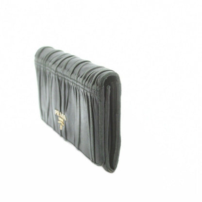 Prada Wallet Bifold Coin Purse Nappa Leather Gathered Black — view 3