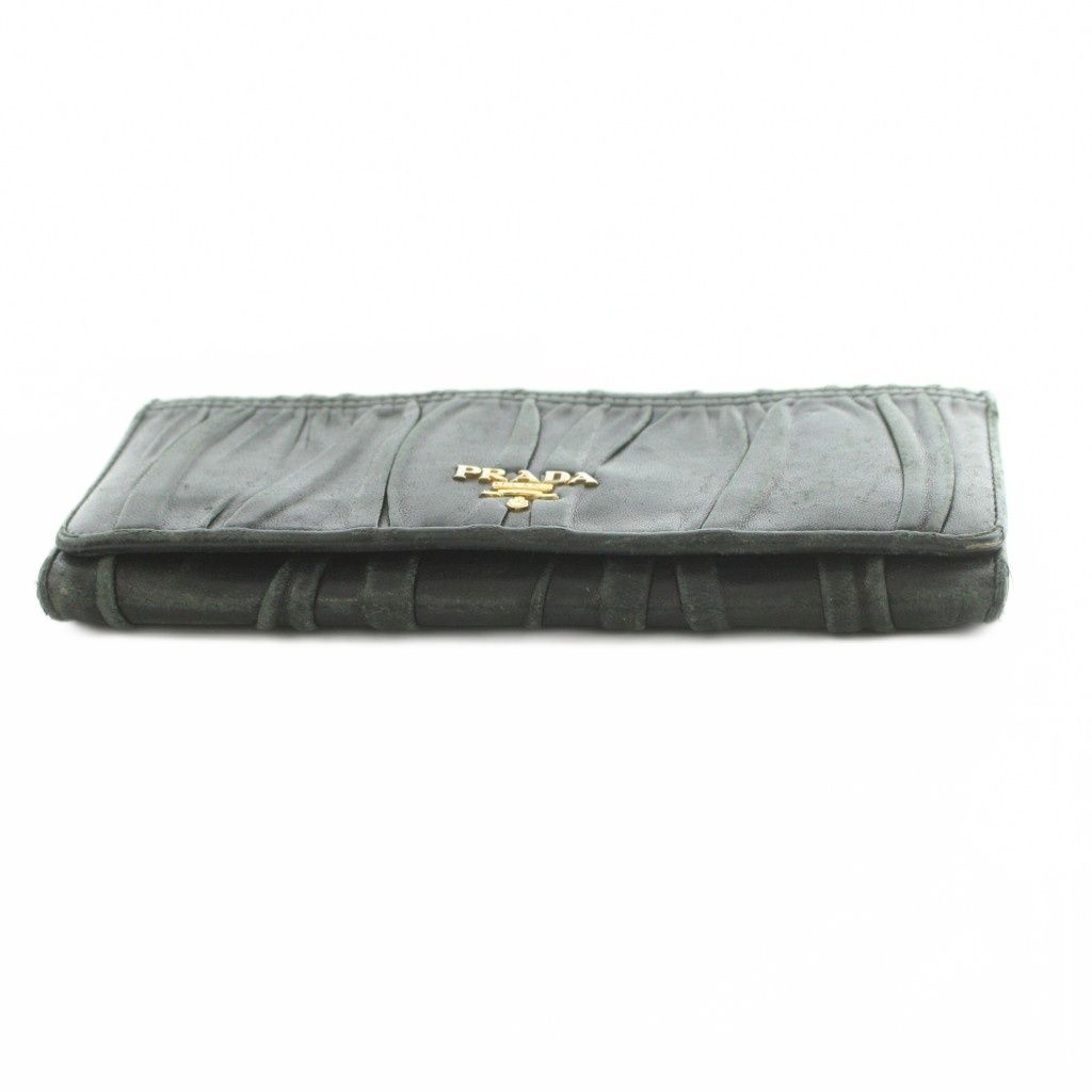 Prada Wallet Bifold Coin Purse Nappa Leather Gathered Black — view 4