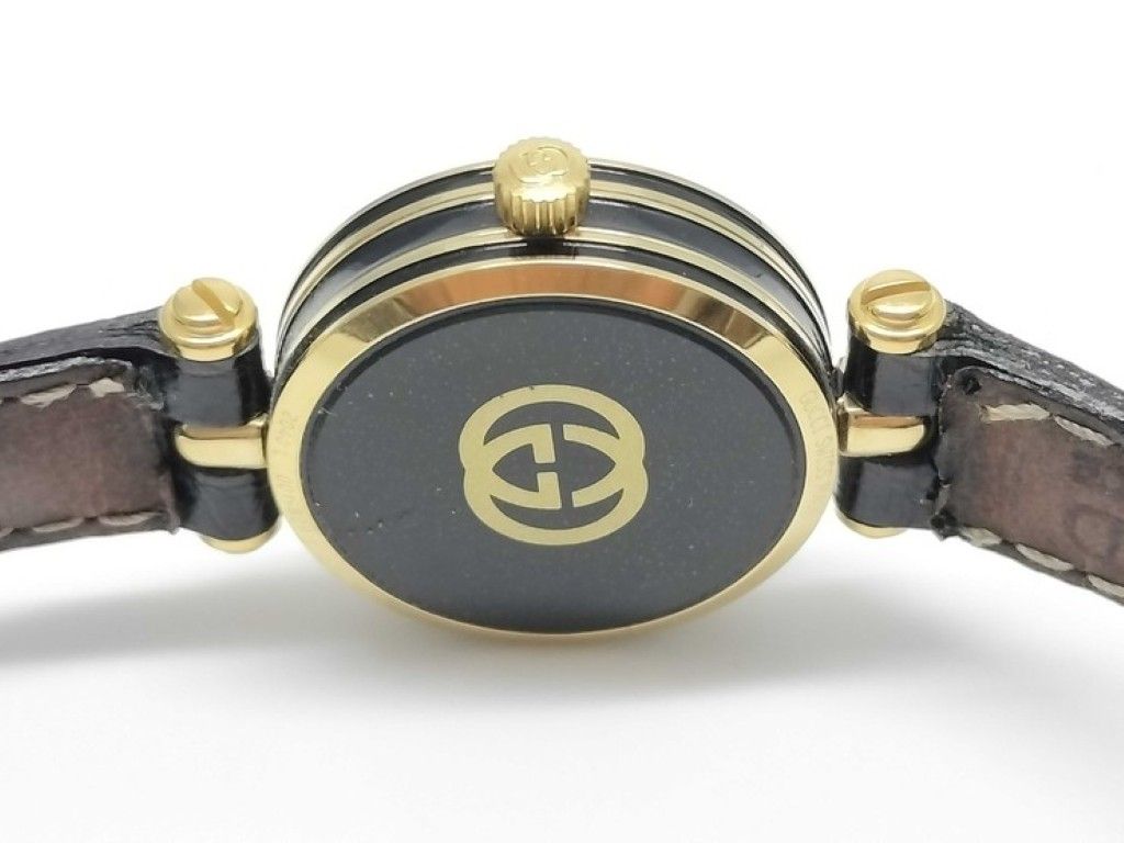 Gucci Watch Silver Gold Black Stainless Steel Leather — view 3