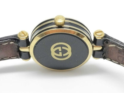 Gucci Watch Silver Gold Black Stainless Steel Leather — view 3