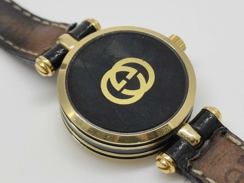 Gucci Watch Silver Gold Black Stainless Steel Leather — view 8