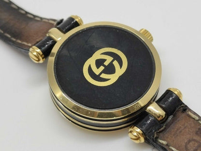 Gucci Watch Silver Gold Black Stainless Steel Leather — view 8