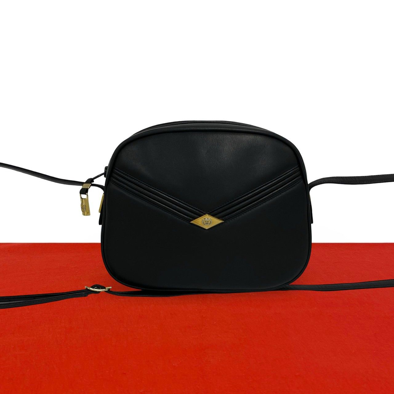 Gucci Vintage GG Logo Leather Mini Shoulder Bag Pochette Black