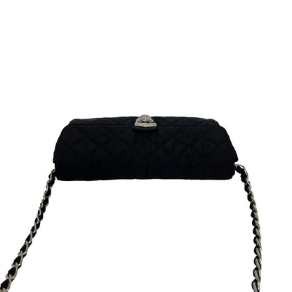 Prada Logo Quilted Nylon Chain Mini Shoulder Bag Pochette Crossbody Black — view 4