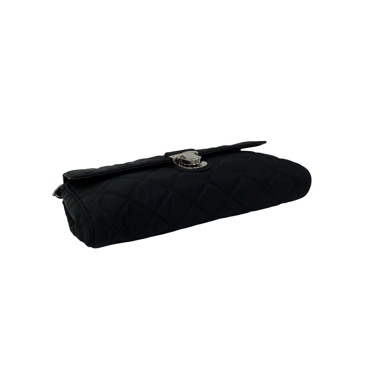 Prada Logo Quilted Nylon Chain Mini Shoulder Bag Pochette Crossbody Black — view 7