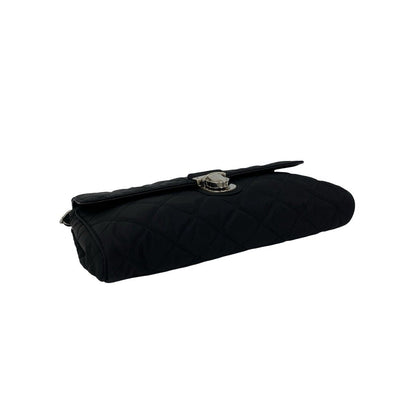 Prada Logo Quilted Nylon Chain Mini Shoulder Bag Pochette Crossbody Black — view 7