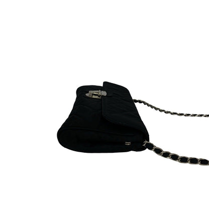 Prada Logo Quilted Nylon Chain Mini Shoulder Bag Pochette Crossbody Black — view 6