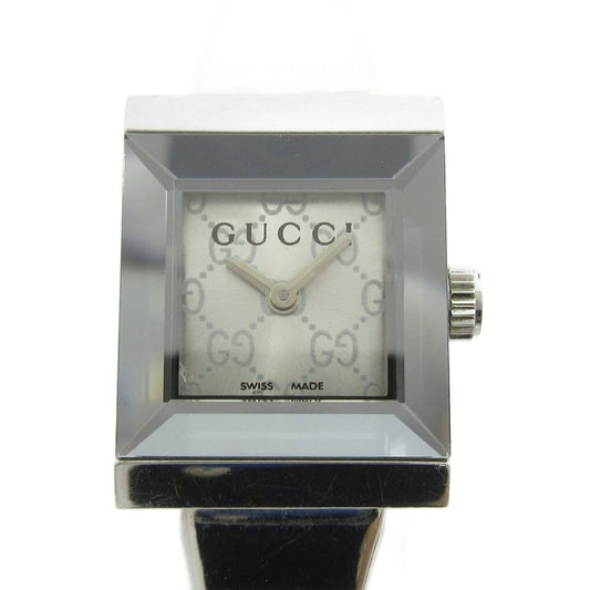 Gucci Frame Watch Square Quartz 128.5 Dial GG Pattern Silver Color MG