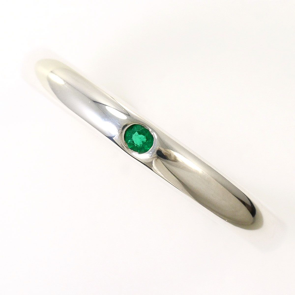 Tiffany & Co Stacking Band 925 Sterling Silver Ring Emerald
