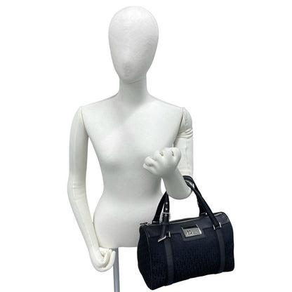 Dior Street Chic Trotter Pattern Logo Canvas Leather Handbag Black — view 2