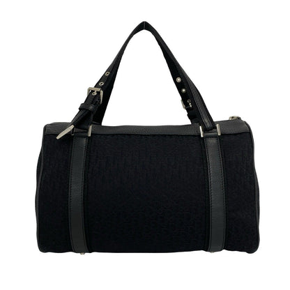 Dior Street Chic Trotter Pattern Logo Canvas Leather Handbag Black — view 3