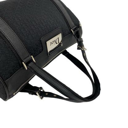 Dior Street Chic Trotter Pattern Logo Canvas Leather Handbag Black — view 4