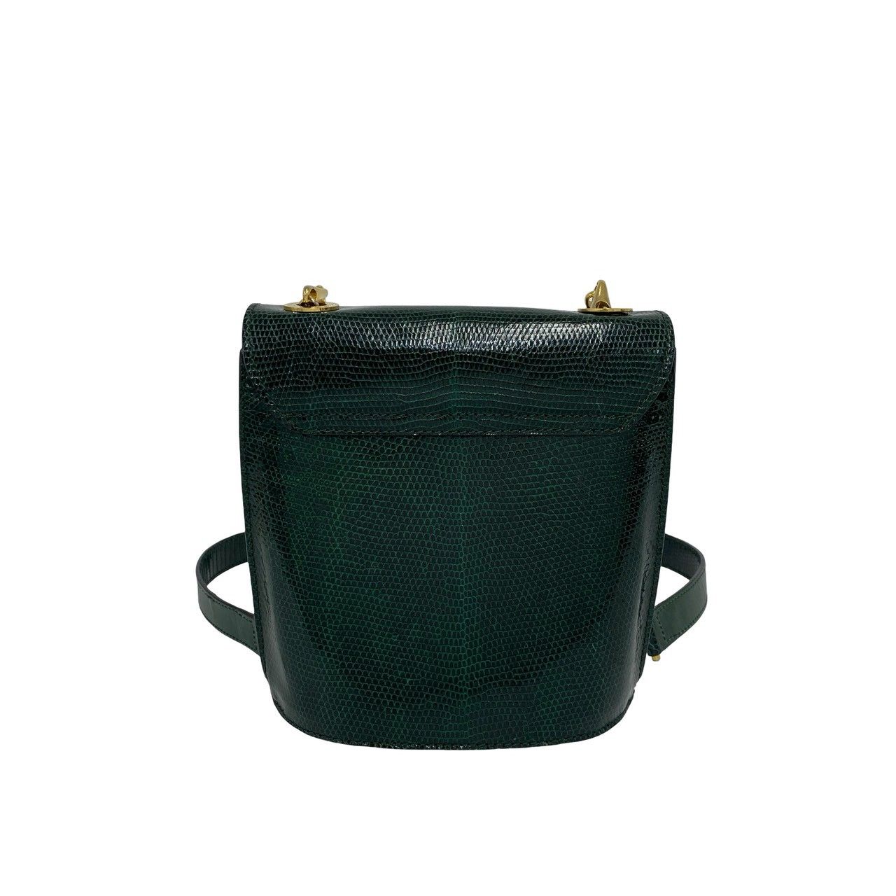 Celine Vintage Logo Ring Leather Chain Mini Shoulder Bag Pochette Green — view 3