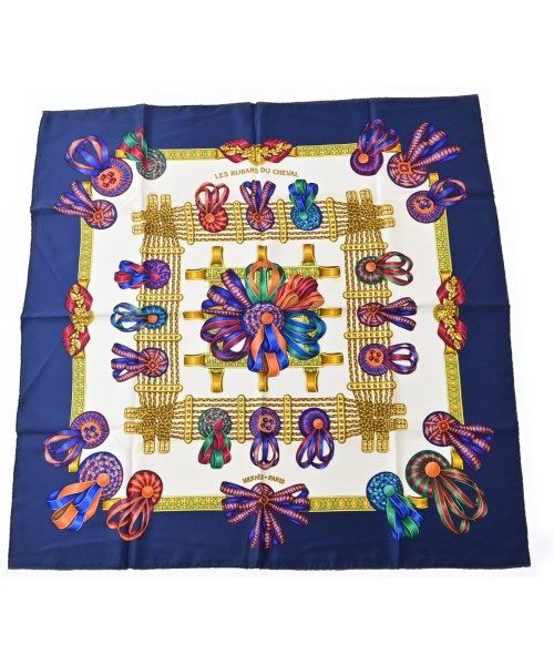Hermes Bandana Scarf Navy