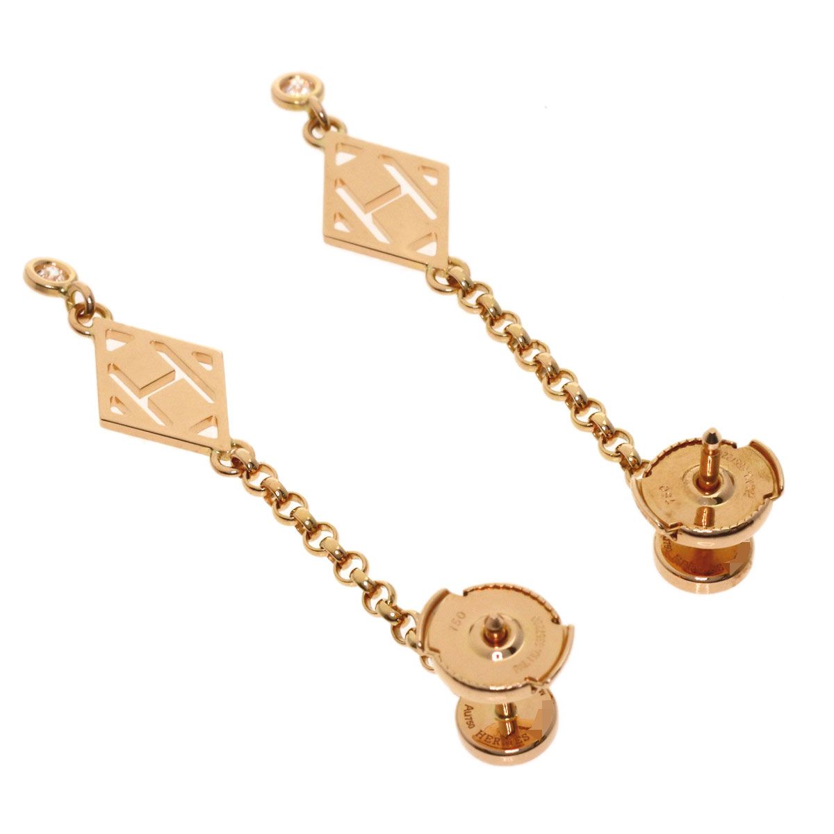 Hermes Gambade Diamond Earrings 18K Pink Gold — view 2