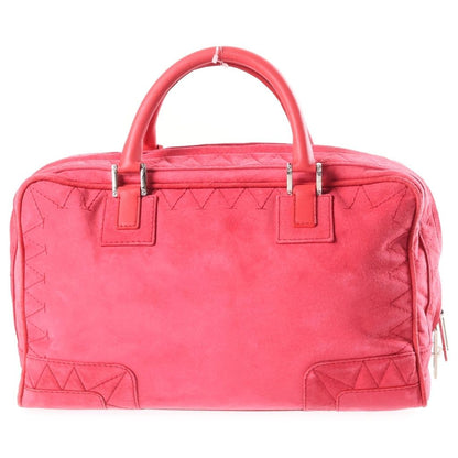 Loewe Amazona Anagram Logo Suede Leather Handbag Silver Pink — view 2