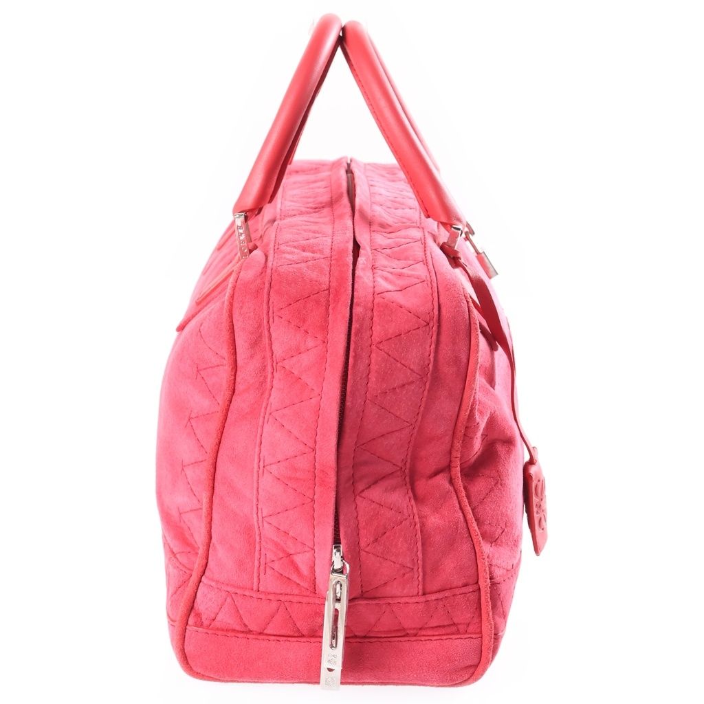 Loewe Amazona Anagram Logo Suede Leather Handbag Silver Pink — view 3
