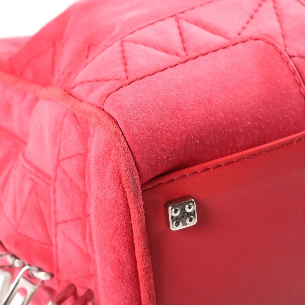 Loewe Amazona Anagram Logo Suede Leather Handbag Silver Pink — view 5