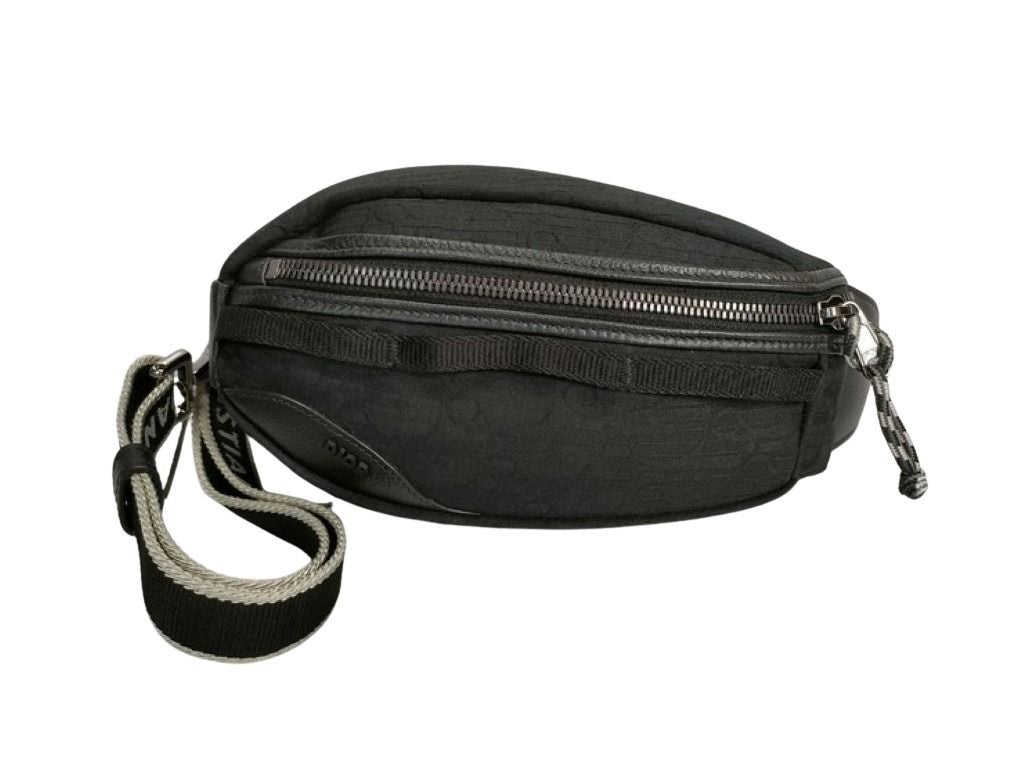 Dior Belt Bag Scarab Oblique Black Canvas Leather Silver