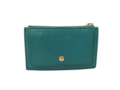 Bottega Veneta Coin Purse Intrecciato Fragment Case Green Leather Card Case Gold